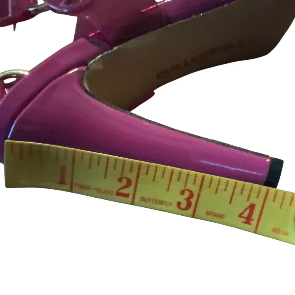 Karl Lagerfeld Paris Cieone Hot Pink PVC‎ Ankle Strap Stiletto Heeled Sandals 7M